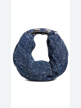 Diesel Navy Tweed Top-Handle Bag with Silver Accent